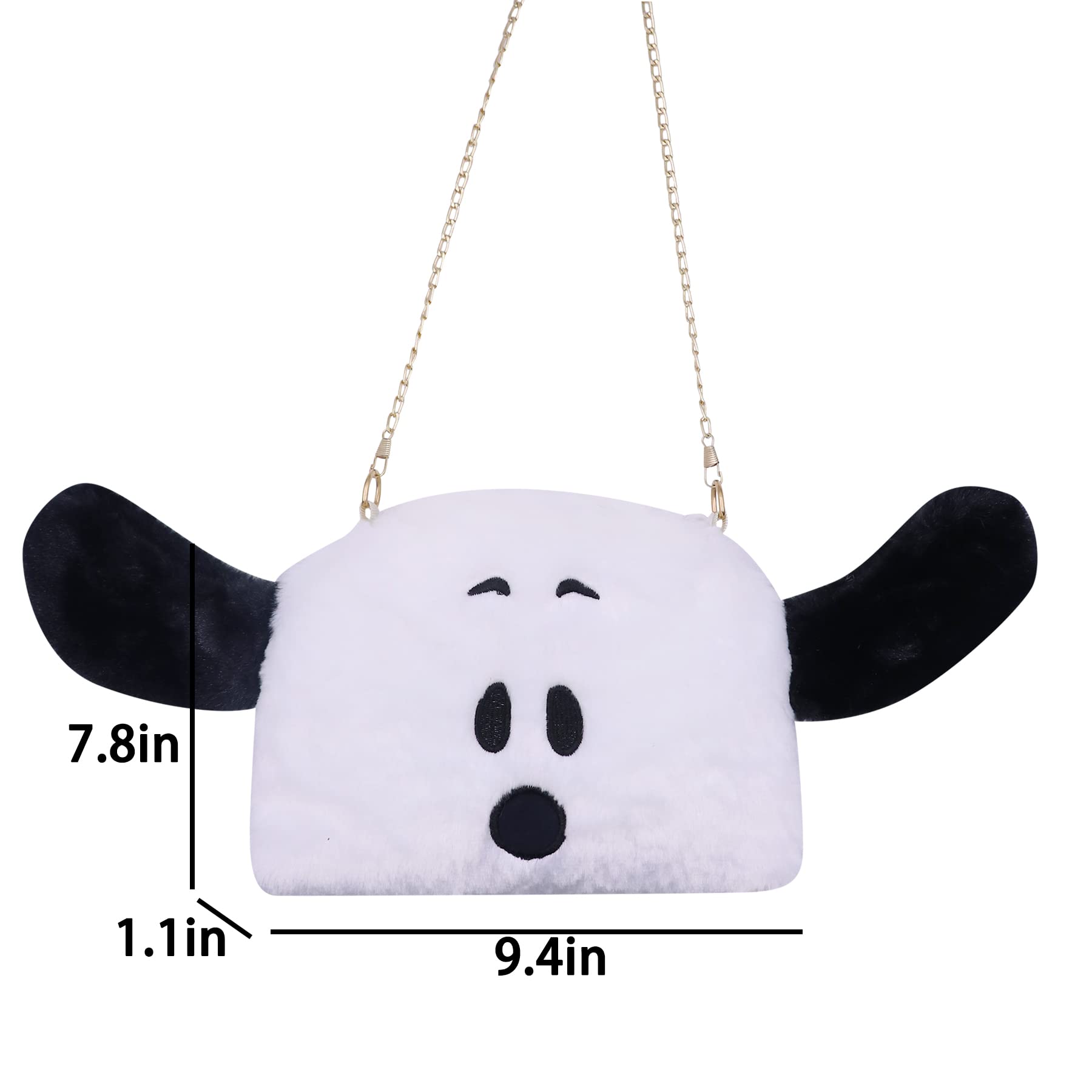 Cute Plush Animal Shoulder Bag for Women Cute Dog Crossbody Purse Fluffy Satchel Shoulder Purse Faux Fur Messenger Bag