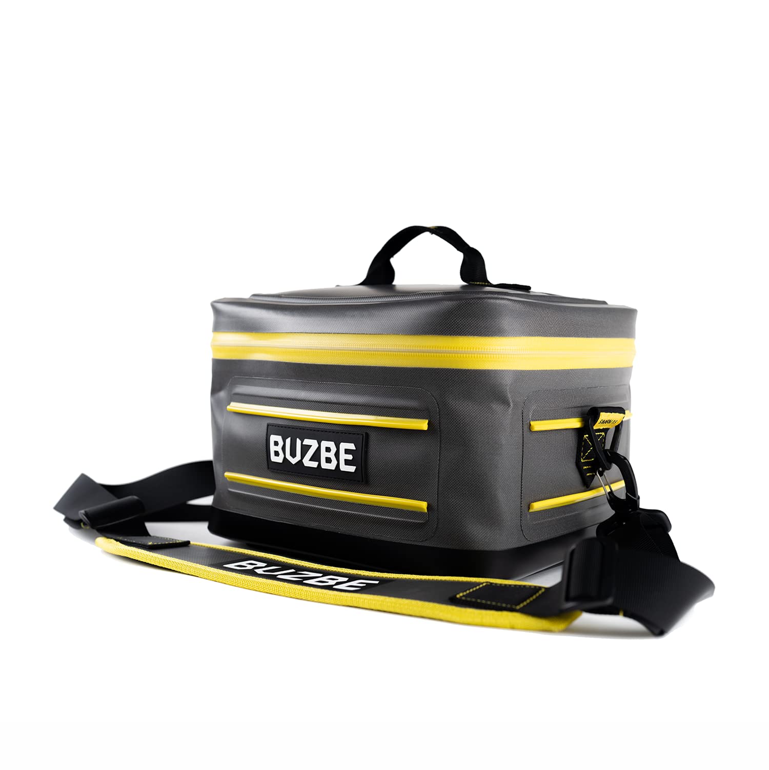 BUZBE Swarm 15 Modular Tackle Bag, Premium Waterproof Tackle Bag, Customizable Fishing Tackle Bag, Compact Dry Bag, Saltwater Fishing Tackle Bag, Grey and Yellow