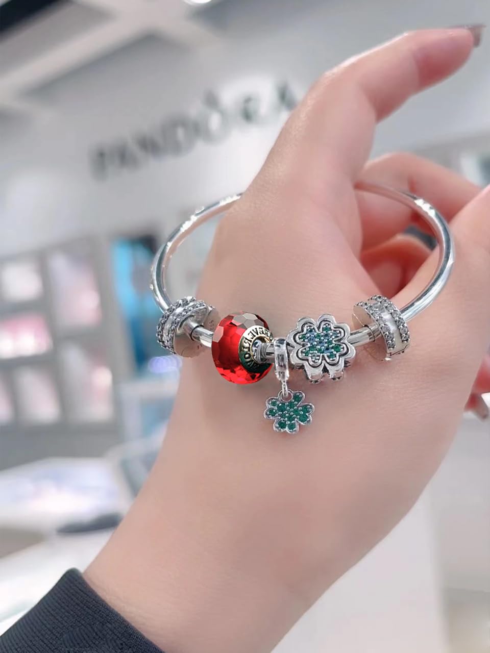 TIFVGEV 2pcs Murano Glass Charms for Pandora Bracelets, Authentic 925 Sterling Silver Charms for Bracelets, Red Charms for Women