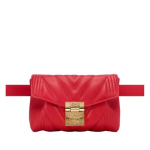 MCM Women's Patricia Red Quilted Leather Crossbody Belt Bag