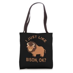 i just like bison vintage funny bison tote bag