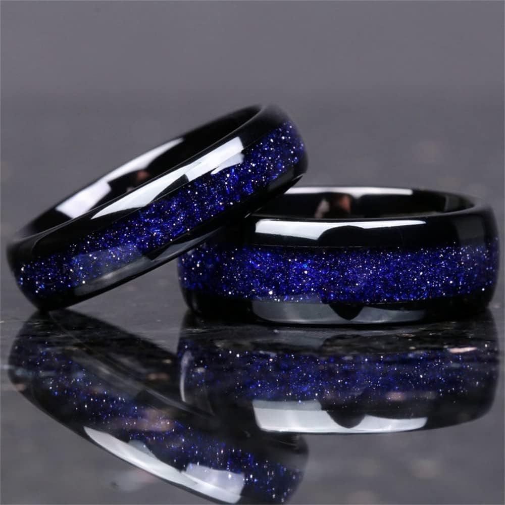 GIOXRNO Free Engraving Promise Rings Set for Couples Custom Engagement Wedding Rings Set for Him and Her Great Rift Nebula Galaxy Tungsten Promise Rings Set for Men Women