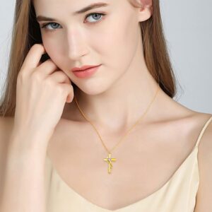 SOULMEET Crystal Cross Necklace for Ashes, Gold Plated Silver I Love You Forever Birthstone June Cross Urn Necklaces for Ashes Keepsake Cremation Jewelry for Pet Human Ashes