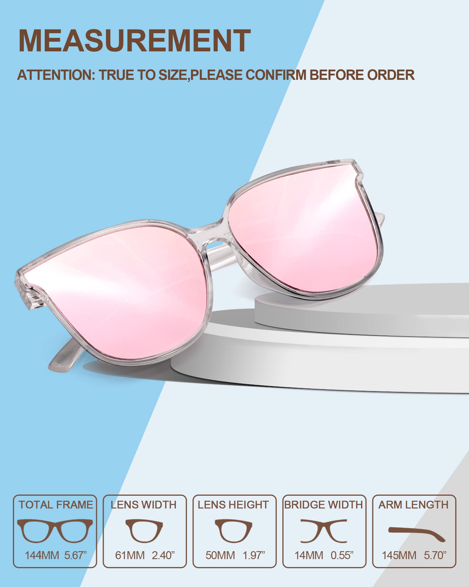 LVIOE Polarized Sunglasses for Women Modern Cute Cat Eye Style UV Protection LS1627s