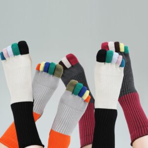 Bencailor 5 Pairs Women's Toe Socks Cotton Five Toe Finger Socks Toe Separator Socks for Women Men Athletic (Simple Color)