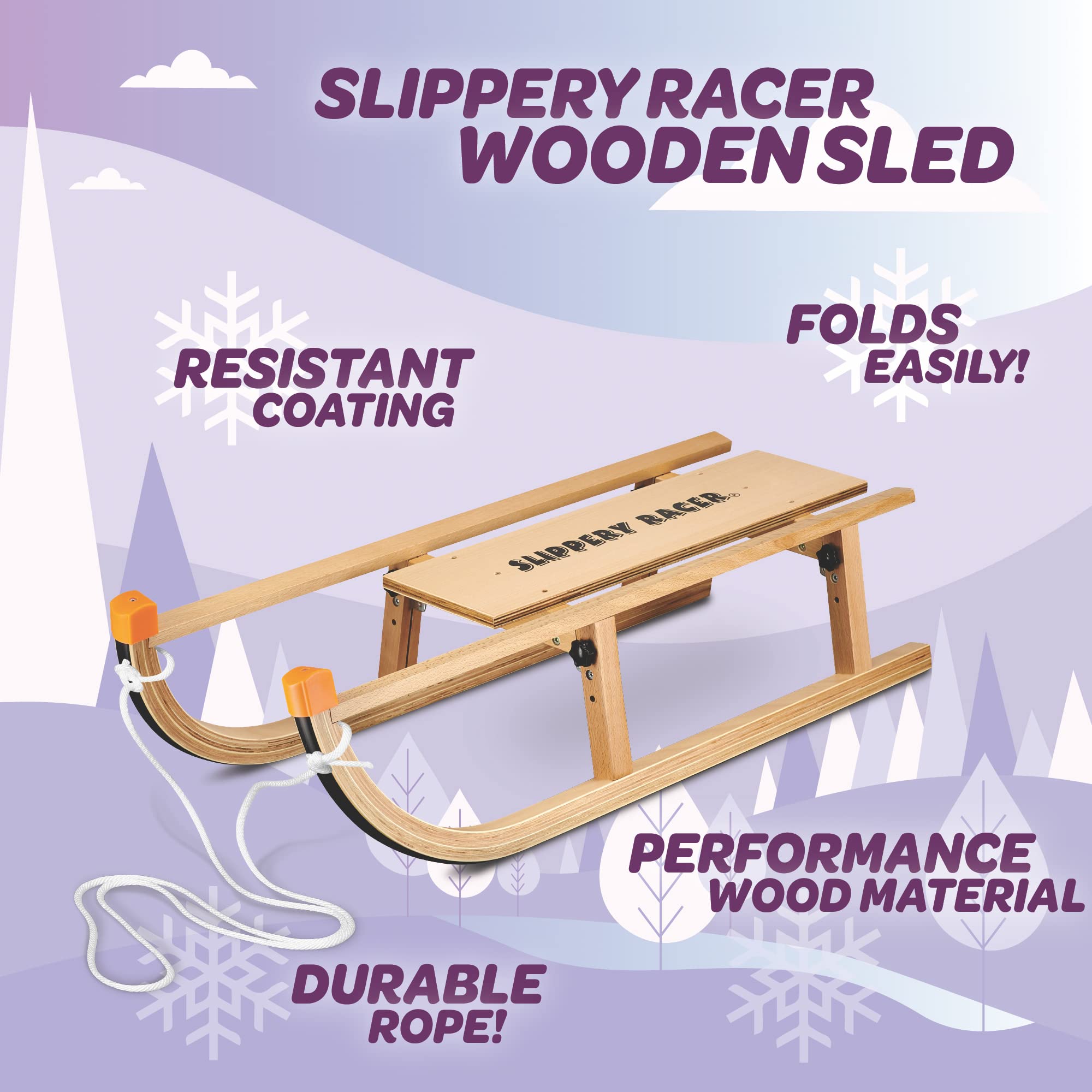 Slippery Racer Kids Wooden Foldable Snow Sled