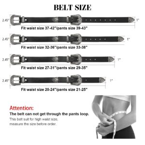 XZQTIVE Women Leather Belt Ladies Vintage Western Belt Retro Cowgirl Leather Belt Black Waist Belt for Pants Jeans Dresses