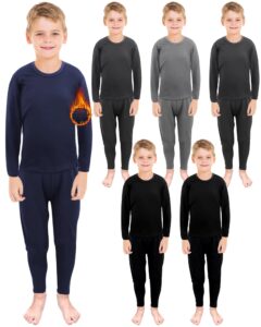 taiyin 6 sets boys thermal underwear warm soft thermal top and long underwear winter for kids boy(l)