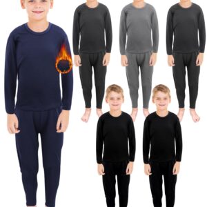 Taiyin 6 Sets Boys Thermal Underwear Warm Soft Thermal Top and Long Underwear Winter for Kids Boy(L)