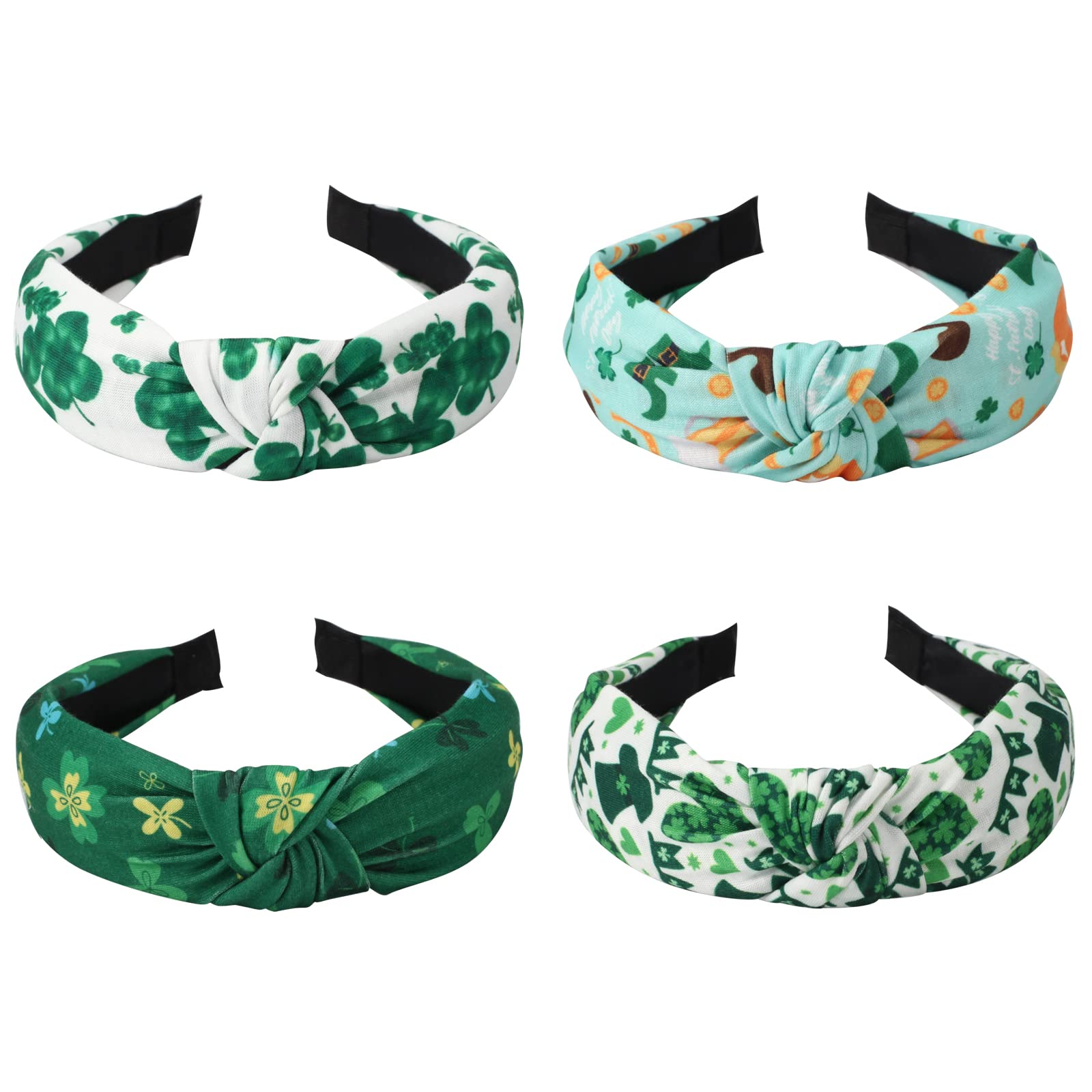 Budsmile Shamrock Headbands for Women Girls Gifts St. Patrick's Day Hairbands Lucky Green Non Slip Hair Hoop Bow Knotted Wide Yoga Hair Band Hair Accessories