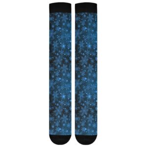 Kigai 1 Pair Winter Blue Snowflake Compression Socks 20-30mmHg Knee High Women Socks Tube Athletic Stockings for Men Sport Soccer Running Cycling Medical Nurse Winter Travel