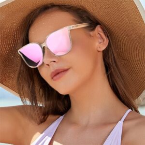 LVIOE Polarized Sunglasses for Women Modern Cute Cat Eye Style UV Protection LS1627s