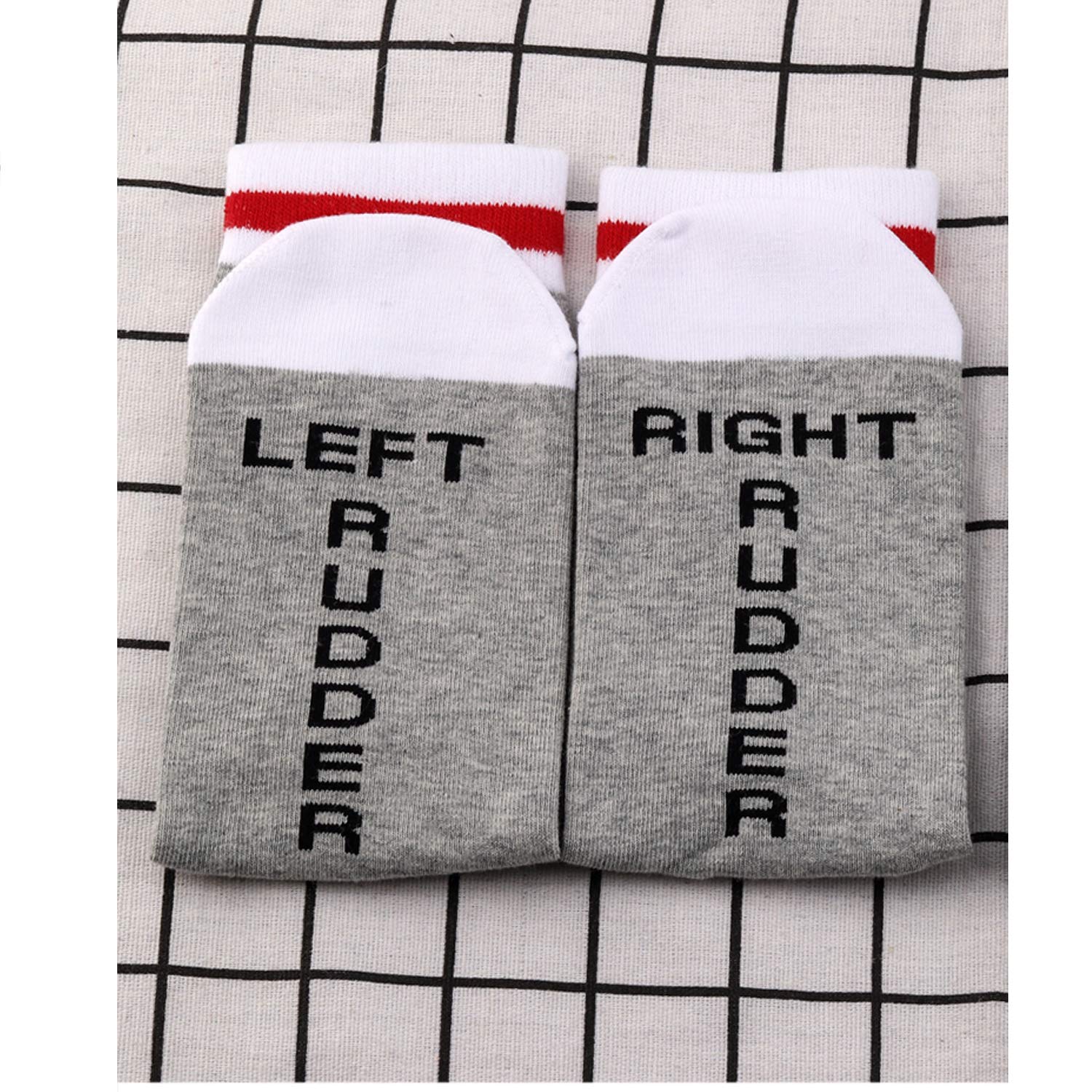 MBMSO 1 Pairs Pilot Socks Gifts Aviation Socks for Men Left Rudder Right Rudder Aviation Themed Gifts (1 Pair Grey LR Rudder socks)