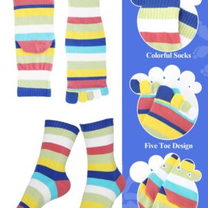 Bencailor 5 Pairs Women's Toe Socks Cotton Five Toe Finger Socks Toe Separator Socks for Women Men Athletic (Lovely Color)