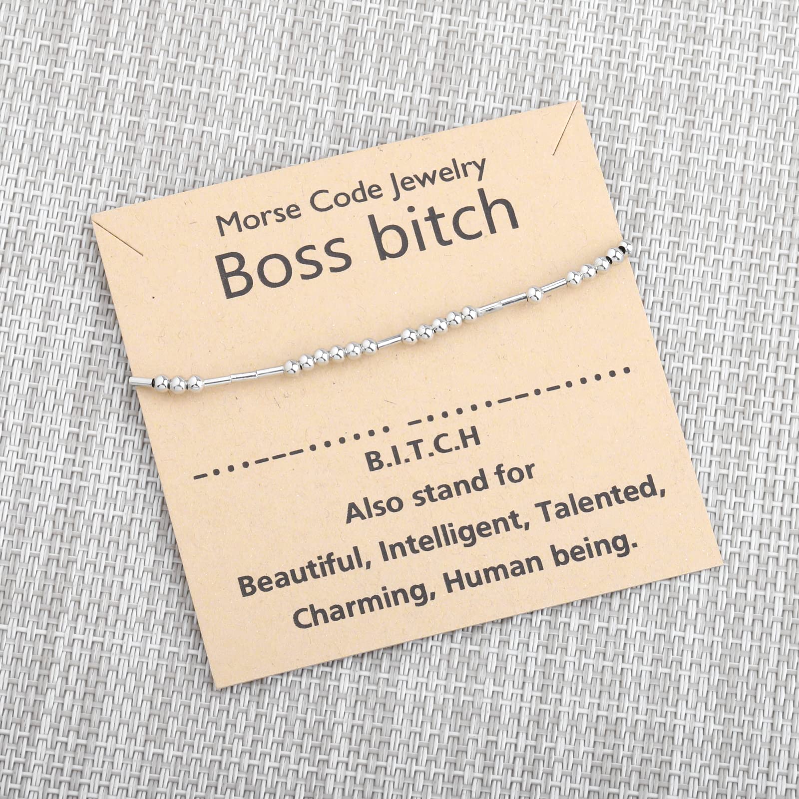 PLITI Boss Lady Morse Code Bracelet For Women Boss Mentor Leader Appreciation Jewelry (Boss bitch morse bg)