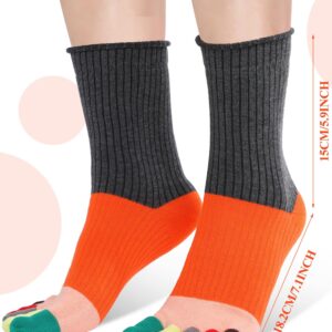 Bencailor 5 Pairs Women's Toe Socks Cotton Five Toe Finger Socks Toe Separator Socks for Women Men Athletic (Simple Color)