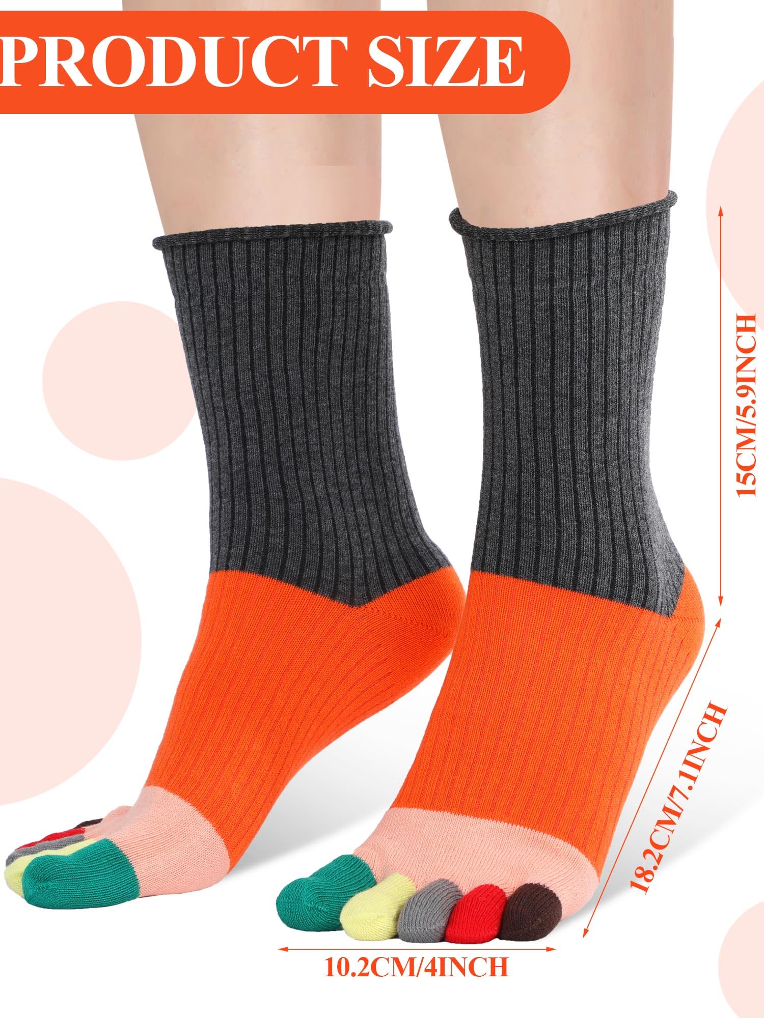 Bencailor 5 Pairs Women's Toe Socks Cotton Five Toe Finger Socks Toe Separator Socks for Women Men Athletic (Simple Color)