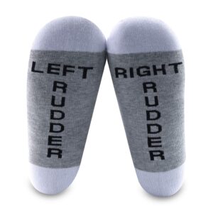 mbmso 1 pairs pilot socks gifts aviation socks for men left rudder right rudder aviation themed gifts (1 pair grey lr rudder socks)