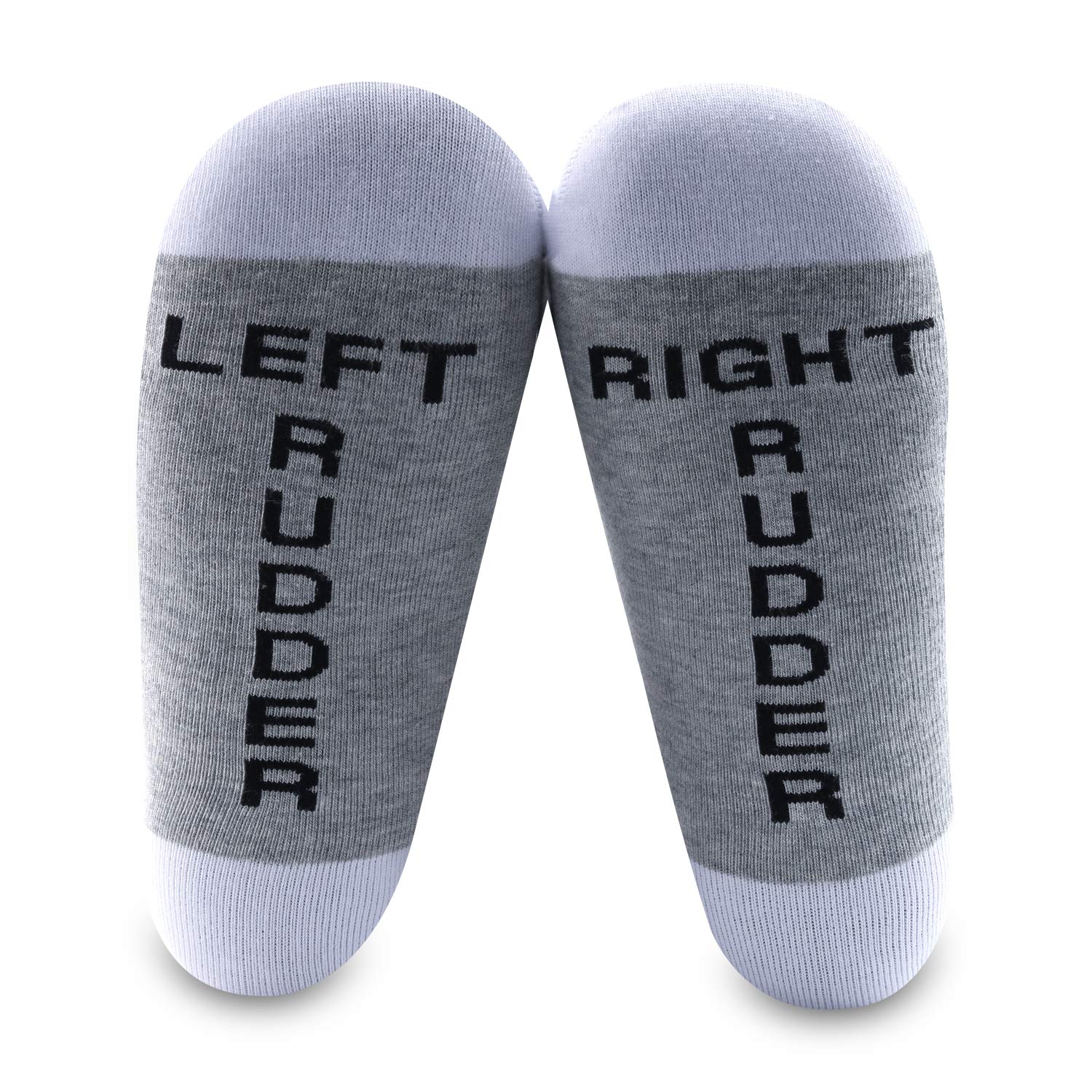 MBMSO 1 Pairs Pilot Socks Gifts Aviation Socks for Men Left Rudder Right Rudder Aviation Themed Gifts (1 Pair Grey LR Rudder socks)