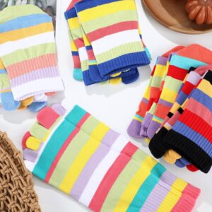 Bencailor 5 Pairs Women's Toe Socks Cotton Five Toe Finger Socks Toe Separator Socks for Women Men Athletic (Lovely Color)