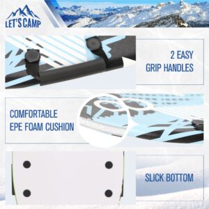 LET'S CAMP 36" Snow Sled Board, 2-Pack Superior Foam Recreational Snow Sleds for Adults Ultimatete Snowboard with 2 Handles for Winter Fun