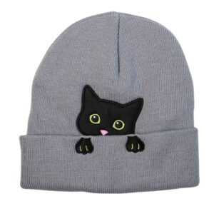 Cat Beanie Winter Hats for Women - Cute Cat Ear Beanie Womens Beanie - Cat Hat, Cat Gifts for Cat Lovers, Teen Girl Gifts, Cat Mom Gifts, Gifts for Mom Grey