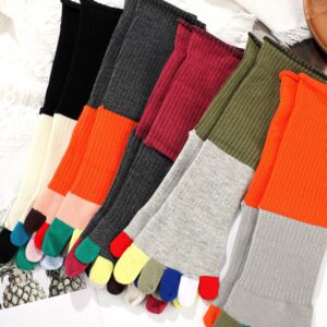 Bencailor 5 Pairs Women's Toe Socks Cotton Five Toe Finger Socks Toe Separator Socks for Women Men Athletic (Simple Color)