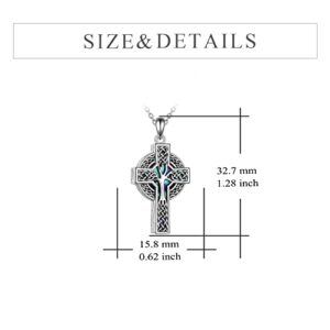 YFN Celtic Cross Urn Necklace Sterling Silver Celtic Tree of Life Ashes Pendant Abalone Shell Cross Cremation Jewelry Gifts for Women Men