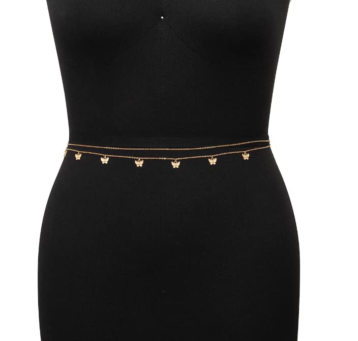 Waist Chain for Women Summer Layered Body Chains Sexy Bikini Belly Beads Beach Chains (gold 4)