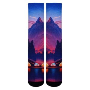 Sierra Socks Valley Camping Pattern CoolMax Socks, Nature Collection for Men & Women Colorful Crew Socks