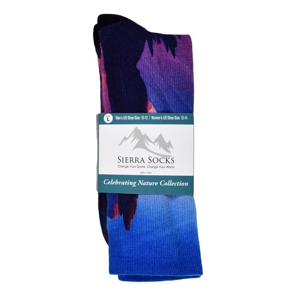 Sierra Socks Valley Camping Pattern CoolMax Socks, Nature Collection for Men & Women Colorful Crew Socks