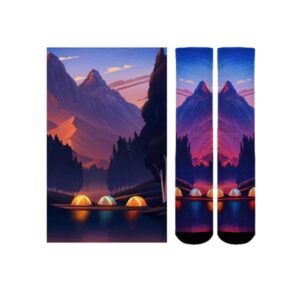 Sierra Socks Valley Camping Pattern CoolMax Socks, Nature Collection for Men & Women Colorful Crew Socks