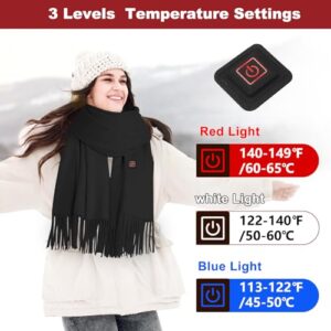 Qdreclod Electric Heated Scarf for Women Men Rechargeable Winter Scarf with Battery Long Shawl Christmas Warm Gifts for Women