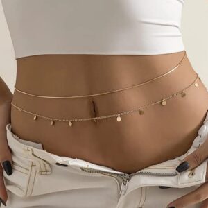 Waist Chain for Women Summer Layered Body Chains Sexy Bikini Belly Beads Beach Chains (gold 4)