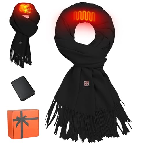 Qdreclod Electric Heated Scarf for Women Men Rechargeable Winter Scarf with Battery Long Shawl Christmas Warm Gifts for Women