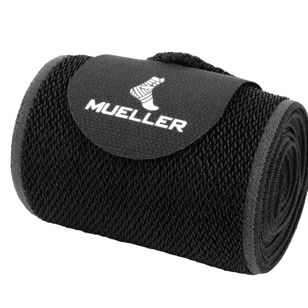 MUELLER Sports Medicine Easy Grip Adjustable Ankle Wrap, Ankle Pain Relief Support for Men and Women, Ideal for Sprains, Strains, Arthritis, Black, One Size