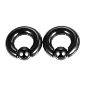 aienid 2pcs stainless steel plugs 10mm, ear gauge variety pack hoop with round ball ear gauges plugs tunnels