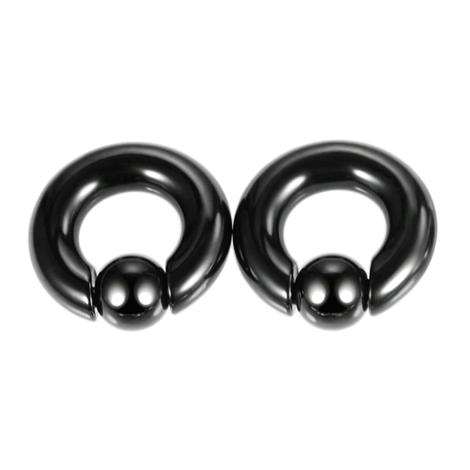 Aienid 2Pcs Stainless Steel Plugs 10MM, Ear Gauge Variety Pack Hoop with Round Ball Ear Gauges Plugs Tunnels