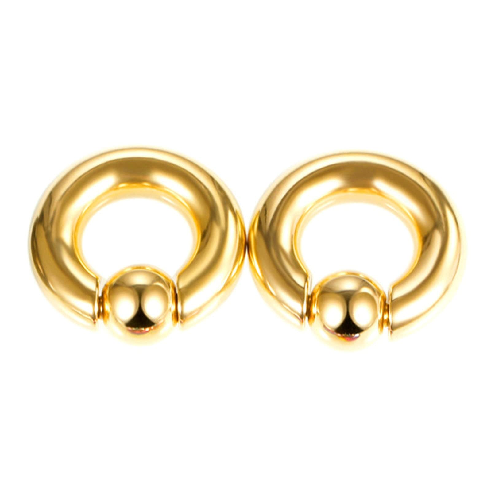 Aienid 2Pcs Piercing Jewelry 10MM, Womens Tunnel Gauges Hoop with Round Ball Gauges Plugs Tunnels