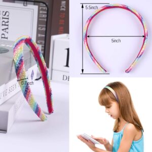 WANYU Rainbow Headbands 8 Pcs Sweet Hairband Children Head Bands For Girls Sequin Printed Heart Mermaid Headband Kids Hair Piece