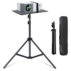 yowhick projector tripod stand for 23" to 61", foldable laptop tripod, multifunctional dj racks/projector stand with adjustable height, perfect for office, home, stage or studio