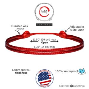 Luck Strings Adjustable Wax Nylon Cord Bracelet for Men Women Adult - Leather imitation string Unisex Waterproof Boy Girl Friendship Gift (Red, one size)