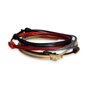 Luck Strings Adjustable Wax Nylon Cord Bracelet for Men Women Adult - Leather imitation string Unisex Waterproof Boy Girl Friendship Gift (Red, one size)