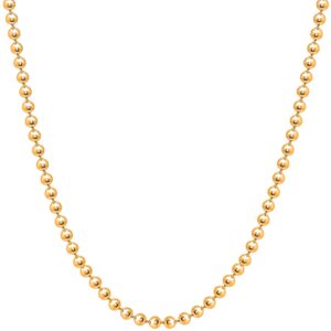 925 sterling silver italian solid bead ball dog tag chain necklace -18k gold plated bead ball chain necklace comes with gift box for women & men -made in italy (18, 3.0mm)