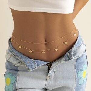 Waist Chain for Women Summer Layered Body Chains Sexy Bikini Belly Beads Beach Chains (gold 4)