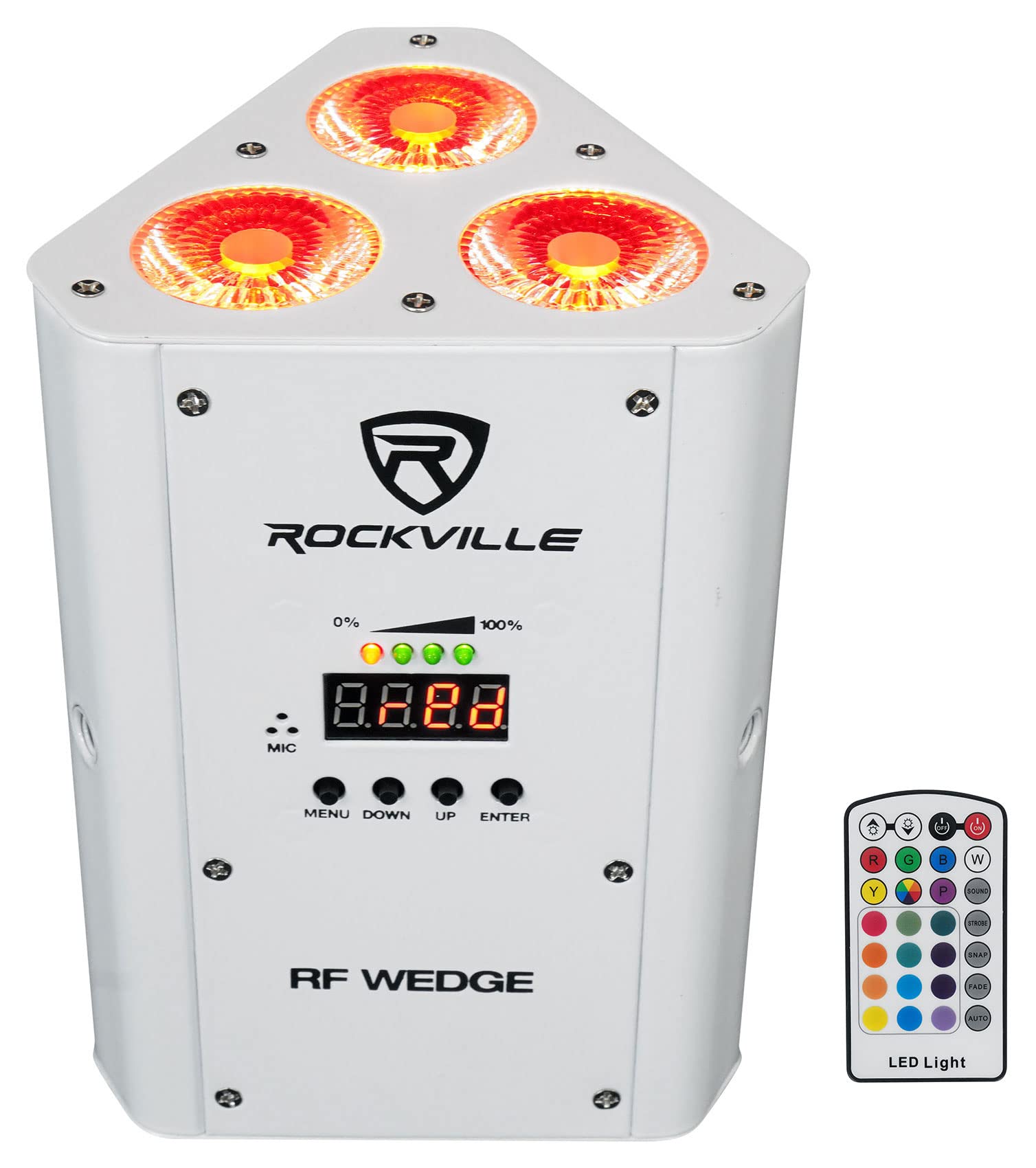 2 Rockville RF Wedge White RGBWA+UV Battery Wireless DMX DJ Up Lights+RF Remotes