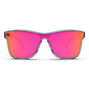 Blenders Eyewear Millenia X2 – Polarized Sunglasses – Flat, Mirrored Lens, Tough Frames – 100% UV Protection – For Men & Women – Dance Electric