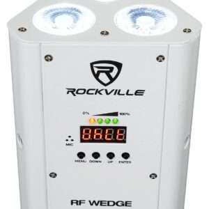 2 Rockville RF Wedge White RGBWA+UV Battery Wireless DMX DJ Up Lights+RF Remotes