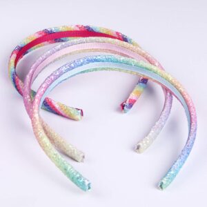 WANYU Rainbow Headbands 8 Pcs Sweet Hairband Children Head Bands For Girls Sequin Printed Heart Mermaid Headband Kids Hair Piece