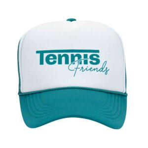 Ace the Moon Tennis Friends Trucker Hat with Mesh Back, Teal Hat for Men & Women, Tennis Hats for Women, Men & Teens, Gifts for Tennis Players, 5 Panel High Crown Foam Front Hat, Fits Most Head Sizes